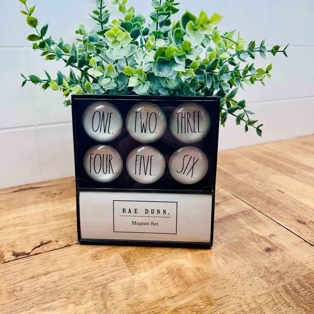 Rae Dunn White Number Magnet Set - One to Six in Black Script